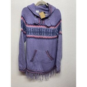 The Alpaca Connection Handmade Peru Purple Lama Alpaca Acrylic Blend Hoodie  XL